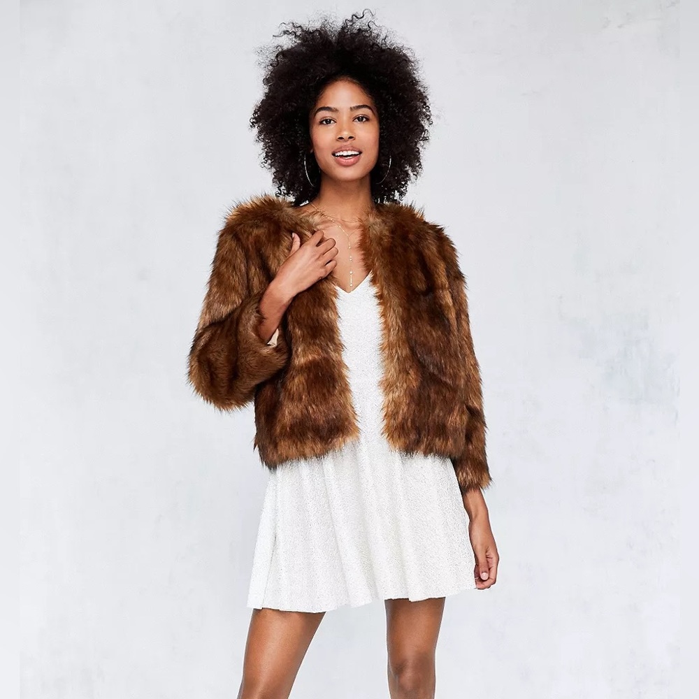 UO Silence + Noise Sinderella Ivory Sparkle Mini Dress